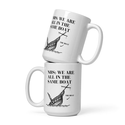 We are all on the same boat | White glossy mug