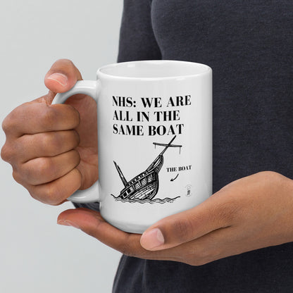 We are all on the same boat | White glossy mug