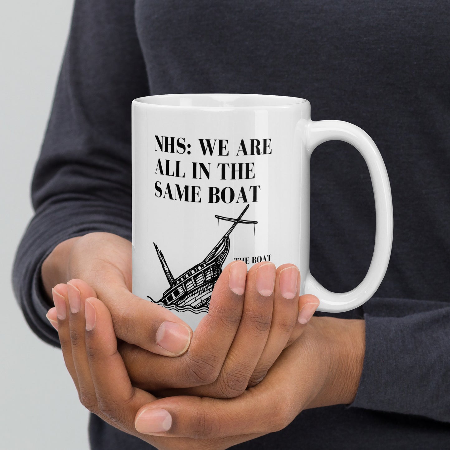 We are all on the same boat | White glossy mug