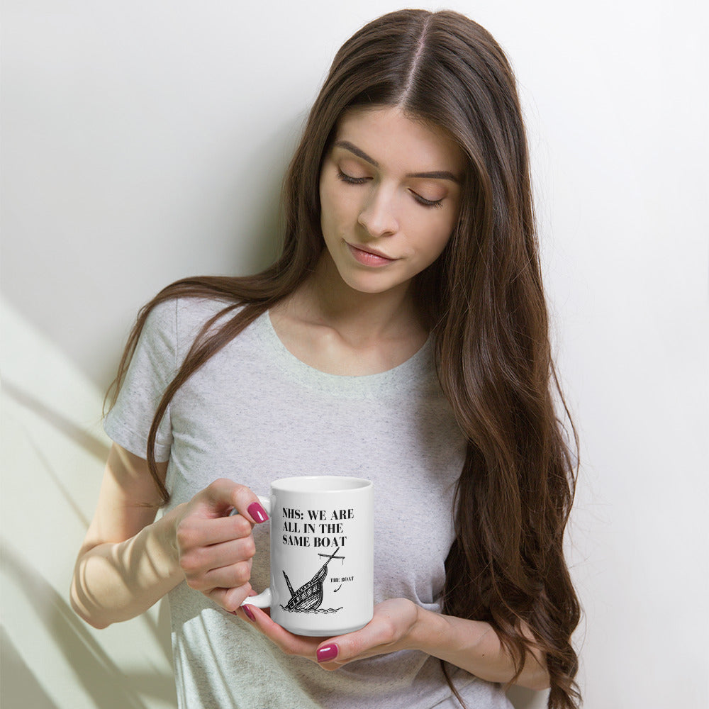 We are all on the same boat | White glossy mug